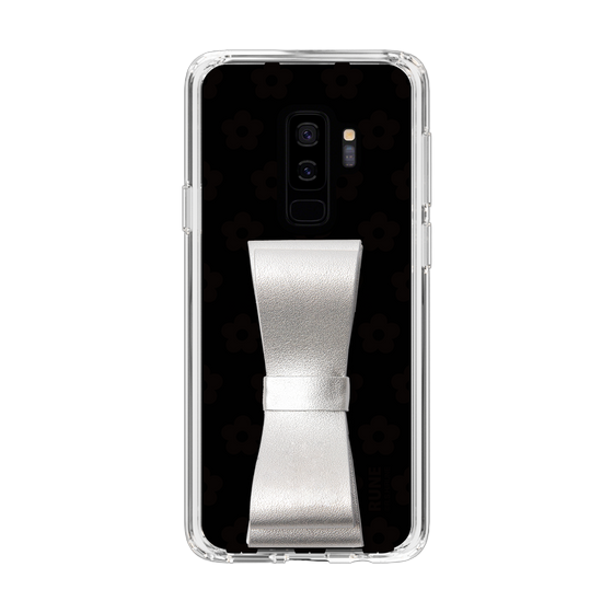 Slim Protection Case - STAND & RING RIBBON Silver［ Rune Naito - RUNE Flower - Black ］