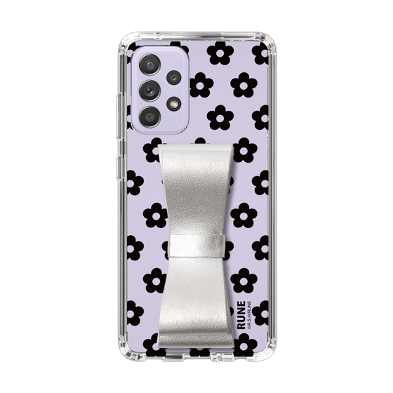 Slim Protection Case - STAND & RING RIBBON Silver［ Rune Naito - RUNE Flower - Black ］