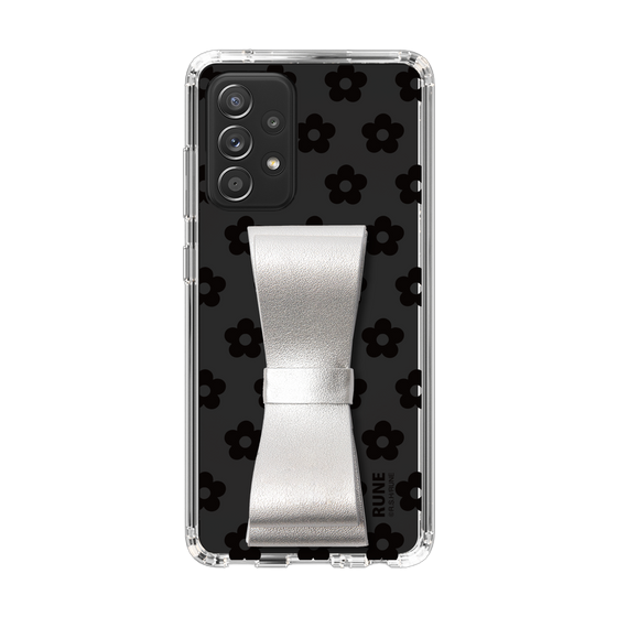 Slim Protection Case - STAND & RING RIBBON Silver［ Rune Naito - RUNE Flower - Black ］