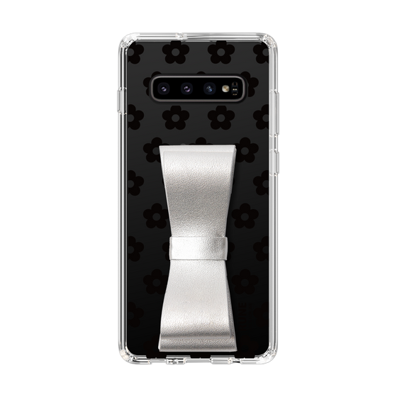 Slim Protection Case - STAND & RING RIBBON Silver［ Rune Naito - RUNE Flower - Black ］