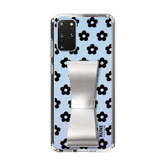 Slim Protection Case - STAND & RING RIBBON Silver［ Rune Naito - RUNE Flower - Black ］