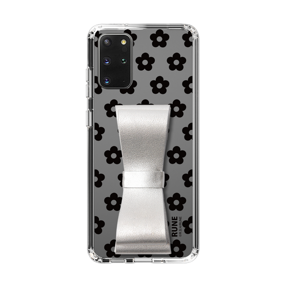 Slim Protection Case - STAND & RING RIBBON Silver［ Rune Naito - RUNE Flower - Black ］