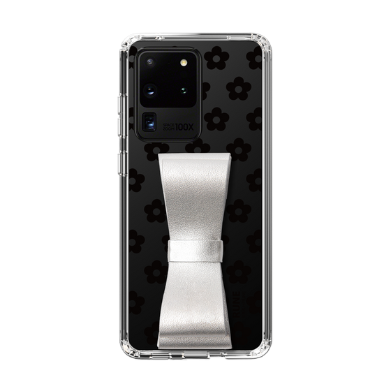 Slim Protection Case - STAND & RING RIBBON Silver［ Rune Naito - RUNE Flower - Black ］