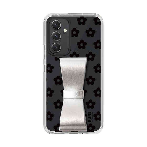 Slim Protection Case - STAND & RING RIBBON Silver［ Rune Naito - RUNE Flower - Black ］