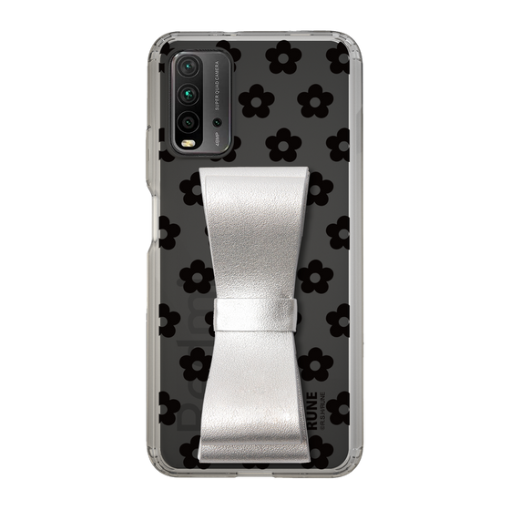 Slim Protection Case - STAND & RING RIBBON Silver［ Rune Naito - RUNE Flower - Black ］