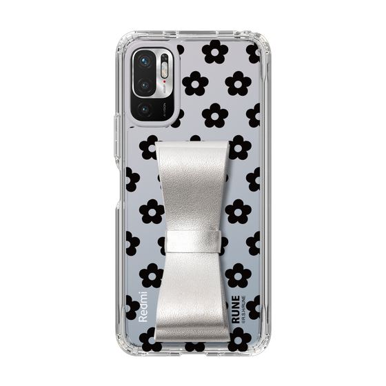 Slim Protection Case - STAND & RING RIBBON Silver［ Rune Naito - RUNE Flower - Black ］