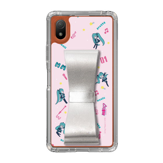 Slim Protection Case - STAND & RING RIBBON Silver［ HATSUNE MIKU - Ribbon - Instrumental - Pink ］