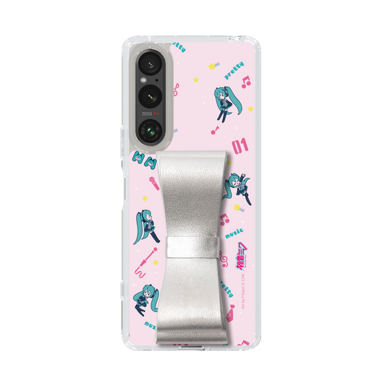 Slim Protection Case - STAND & RING RIBBON Silver［ HATSUNE MIKU - Ribbon - Instrumental - Pink ］