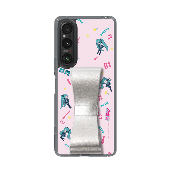 Slim Protection Case - STAND & RING RIBBON Silver［ HATSUNE MIKU - Ribbon - Instrumental - Pink ］