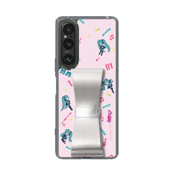 Slim Protection Case - STAND & RING RIBBON Silver［ HATSUNE MIKU - Ribbon - Instrumental - Pink ］