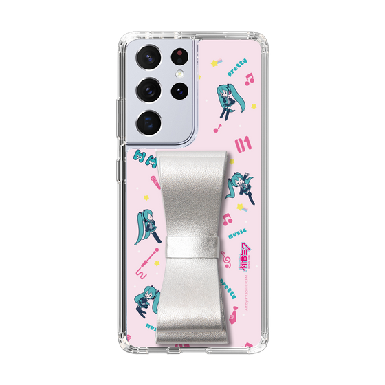 Slim Protection Case - STAND & RING RIBBON Silver［ HATSUNE MIKU - Ribbon - Instrumental - Pink ］