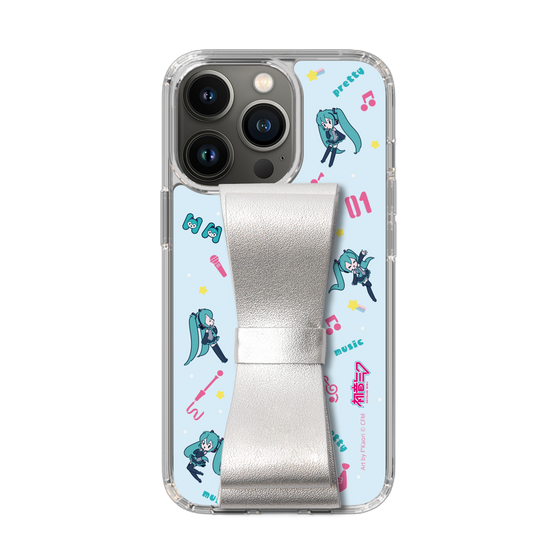 Slim Protection Case - STAND & RING RIBBON Silver［ HATSUNE MIKU - Ribbon - Instrumental - Blue ］