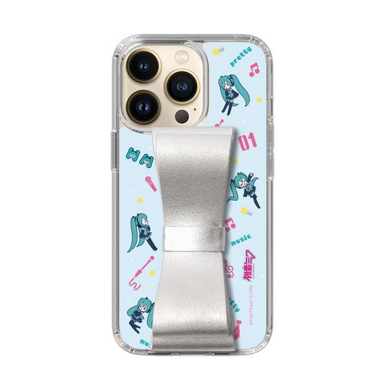 Slim Protection Case - STAND & RING RIBBON Silver［ HATSUNE MIKU - Ribbon - Instrumental - Blue ］