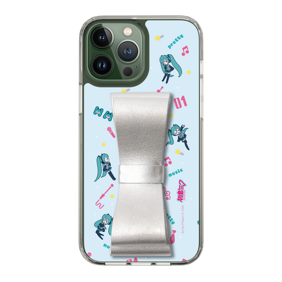 Slim Protection Case - STAND & RING RIBBON Silver［ HATSUNE MIKU - Ribbon - Instrumental - Blue ］