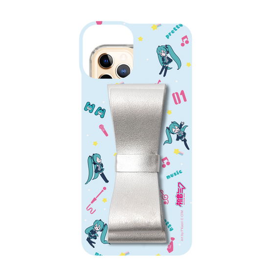 Slim Protection Case - STAND & RING RIBBON Silver［ HATSUNE MIKU - Ribbon - Instrumental - Blue ］