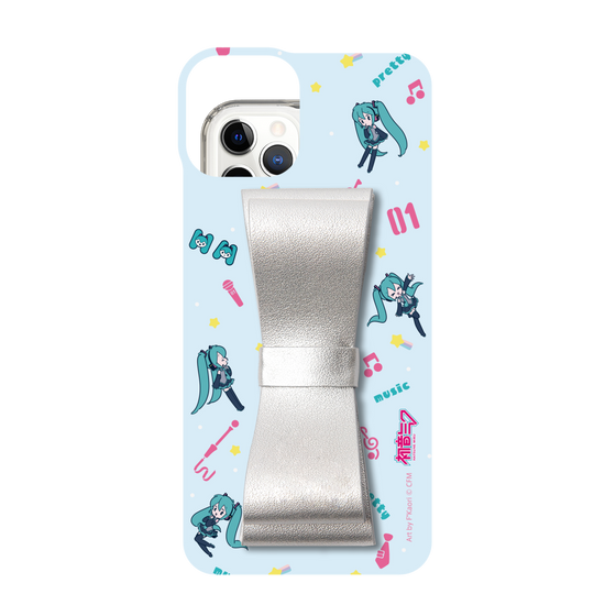 Slim Protection Case - STAND & RING RIBBON Silver［ HATSUNE MIKU - Ribbon - Instrumental - Blue ］