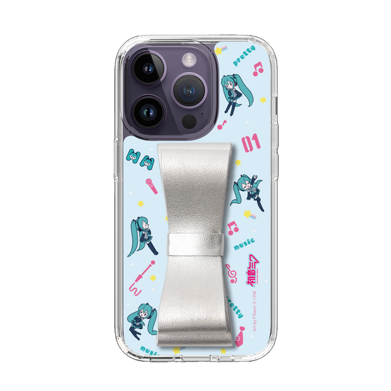 Slim Protection Case - STAND & RING RIBBON Silver［ HATSUNE MIKU - Ribbon - Instrumental - Blue ］