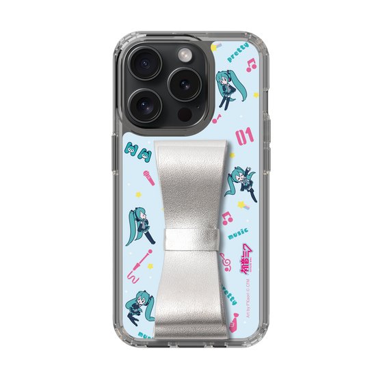 Slim Protection Case - STAND & RING RIBBON Silver［ HATSUNE MIKU - Ribbon - Instrumental - Blue ］