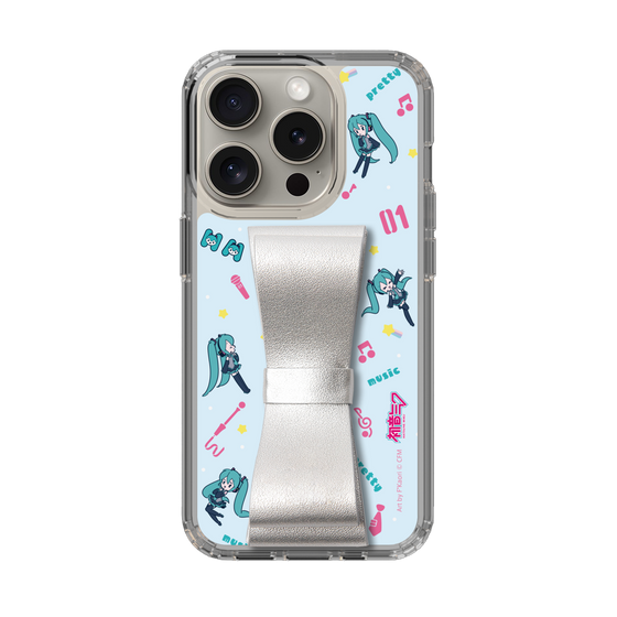 Slim Protection Case - STAND & RING RIBBON Silver［ HATSUNE MIKU - Ribbon - Instrumental - Blue ］