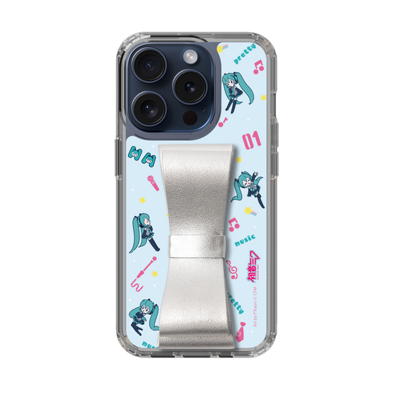 Slim Protection Case - STAND & RING RIBBON Silver［ HATSUNE MIKU - Ribbon - Instrumental - Blue ］