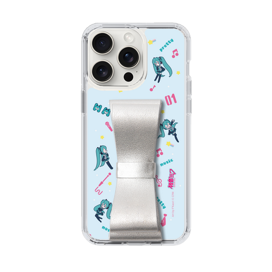 Slim Protection Case - STAND & RING RIBBON Silver［ HATSUNE MIKU - Ribbon - Instrumental - Blue ］