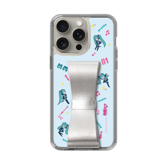 Slim Protection Case - STAND & RING RIBBON Silver［ HATSUNE MIKU - Ribbon - Instrumental - Blue ］