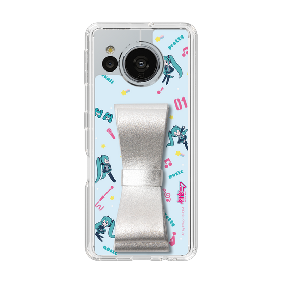 Slim Protection Case - STAND & RING RIBBON Silver［ HATSUNE MIKU - Ribbon - Instrumental - Blue ］