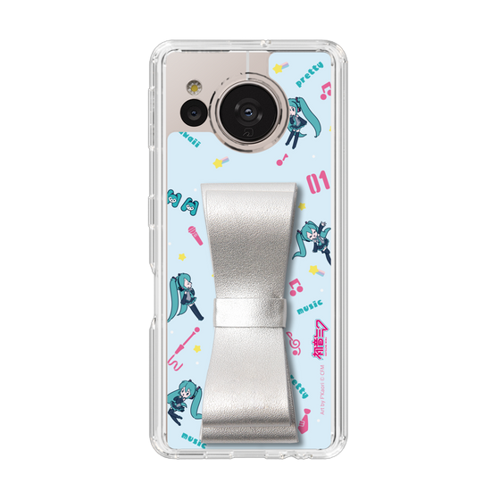 Slim Protection Case - STAND & RING RIBBON Silver［ HATSUNE MIKU - Ribbon - Instrumental - Blue ］