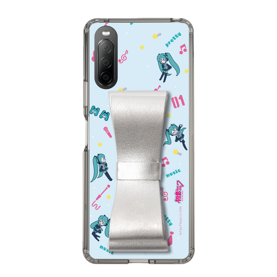 Slim Protection Case - STAND & RING RIBBON Silver［ HATSUNE MIKU - Ribbon - Instrumental - Blue ］