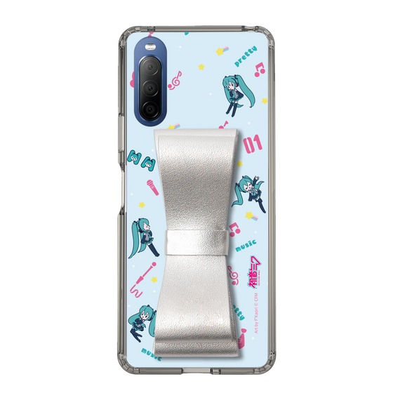 Slim Protection Case - STAND & RING RIBBON Silver［ HATSUNE MIKU - Ribbon - Instrumental - Blue ］