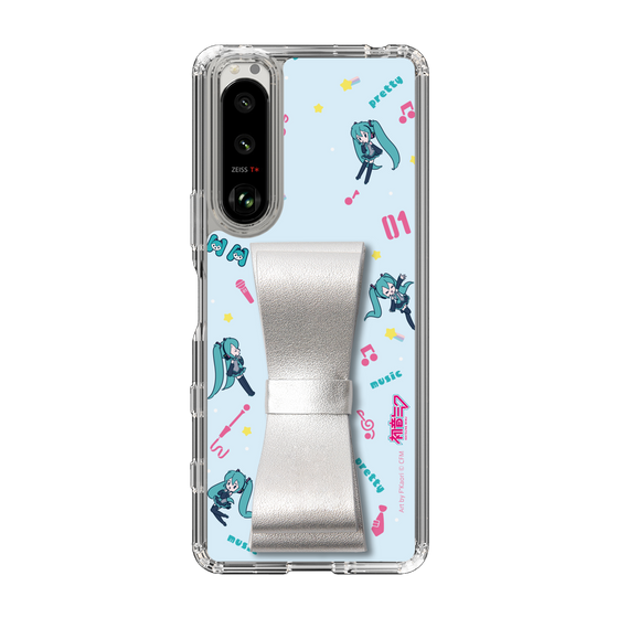 Slim Protection Case - STAND & RING RIBBON Silver［ HATSUNE MIKU - Ribbon - Instrumental - Blue ］