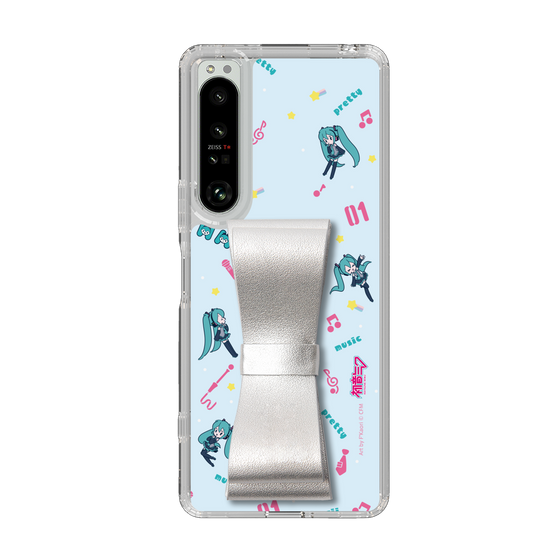 Slim Protection Case - STAND & RING RIBBON Silver［ HATSUNE MIKU - Ribbon - Instrumental - Blue ］