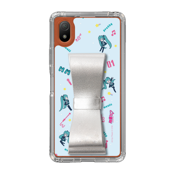 Slim Protection Case - STAND & RING RIBBON Silver［ HATSUNE MIKU - Ribbon - Instrumental - Blue ］