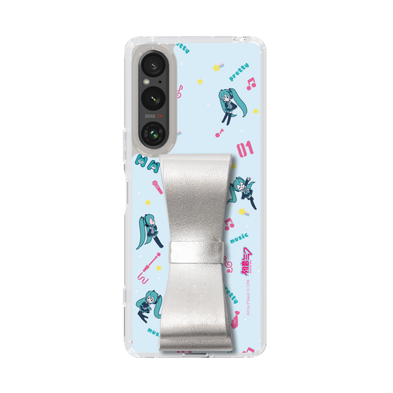 Slim Protection Case - STAND & RING RIBBON Silver［ HATSUNE MIKU - Ribbon - Instrumental - Blue ］