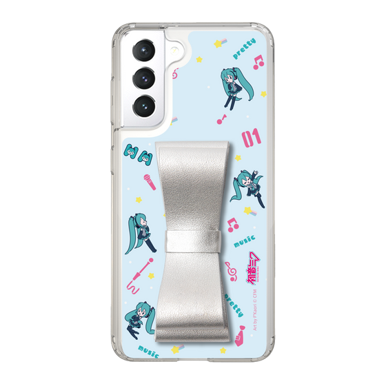 Slim Protection Case - STAND & RING RIBBON Silver［ HATSUNE MIKU - Ribbon - Instrumental - Blue ］