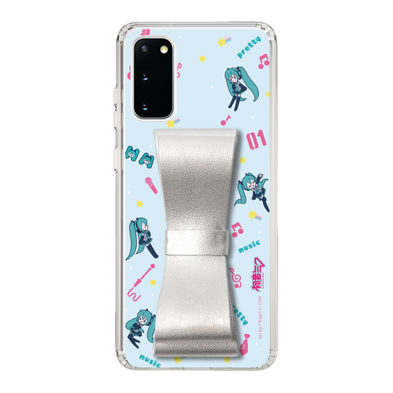 Slim Protection Case - STAND & RING RIBBON Silver［ HATSUNE MIKU - Ribbon - Instrumental - Blue ］
