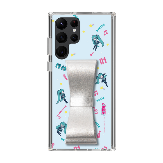 Slim Protection Case - STAND & RING RIBBON Silver［ HATSUNE MIKU - Ribbon - Instrumental - Blue ］