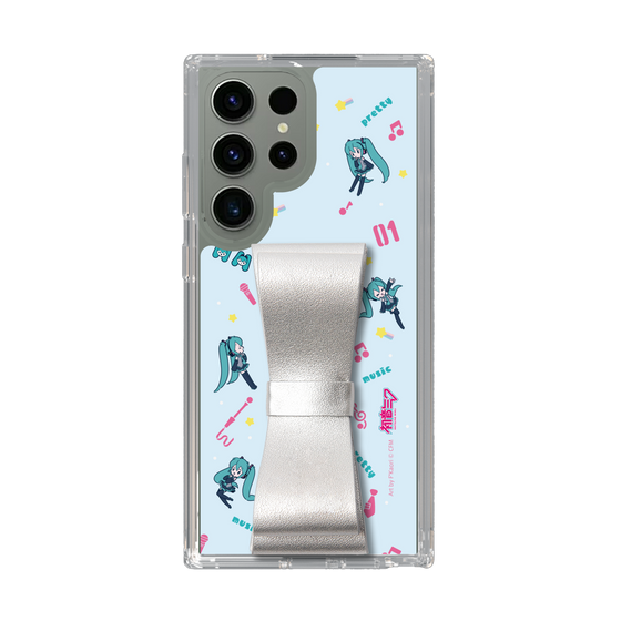 Slim Protection Case - STAND & RING RIBBON Silver［ HATSUNE MIKU - Ribbon - Instrumental - Blue ］