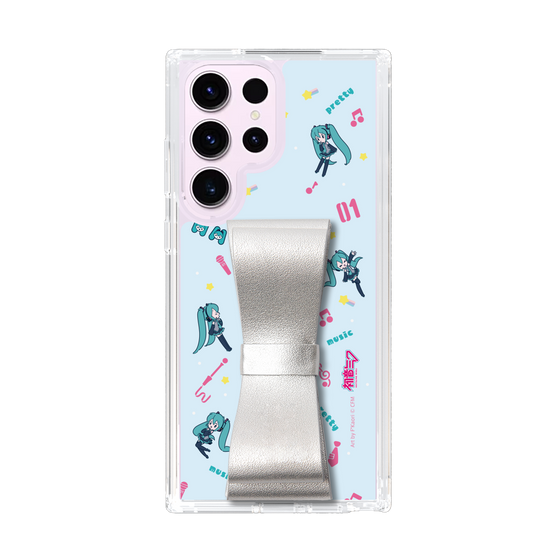 Slim Protection Case - STAND & RING RIBBON Silver［ HATSUNE MIKU - Ribbon - Instrumental - Blue ］