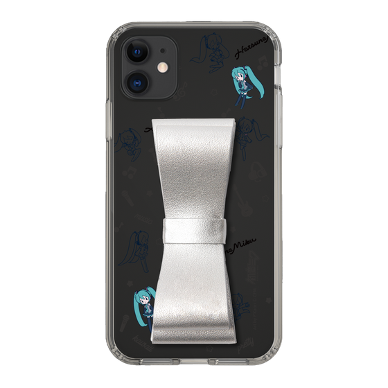 Slim Protection Case - STAND & RING RIBBON Silver［ HATSUNE MIKU - Ribbon - Instrumental - Monochrome ］