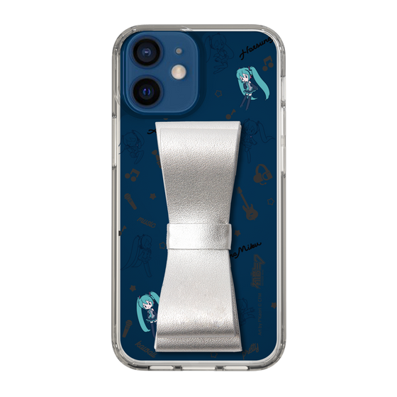 Slim Protection Case - STAND & RING RIBBON Silver［ HATSUNE MIKU - Ribbon - Instrumental - Monochrome ］