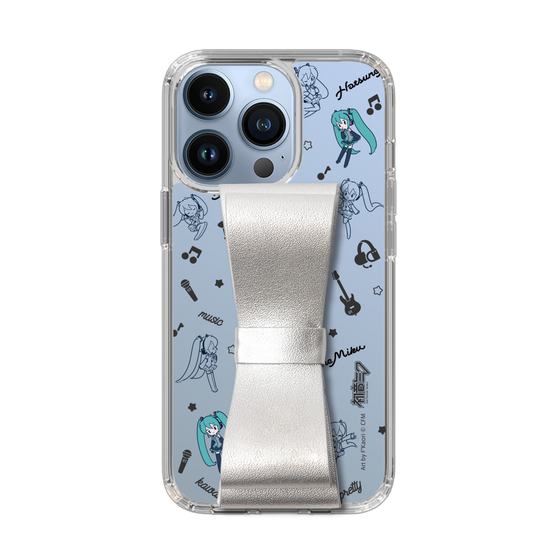 Slim Protection Case - STAND & RING RIBBON Silver［ HATSUNE MIKU - Ribbon - Instrumental - Monochrome ］