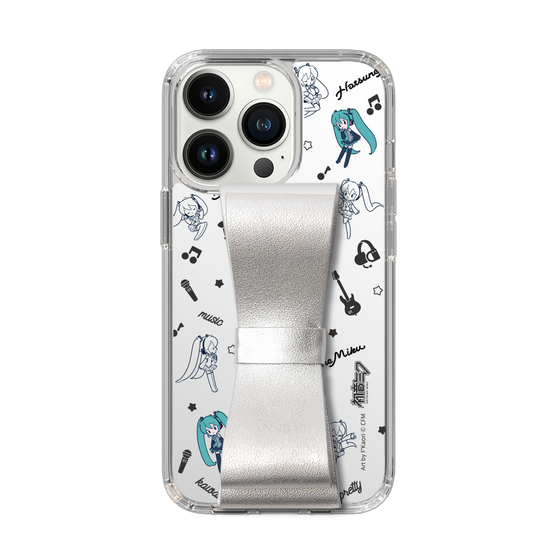 Slim Protection Case - STAND & RING RIBBON Silver［ HATSUNE MIKU - Ribbon - Instrumental - Monochrome ］