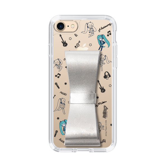 Slim Protection Case - STAND & RING RIBBON Silver［ HATSUNE MIKU - Ribbon - Instrumental - Monochrome ］