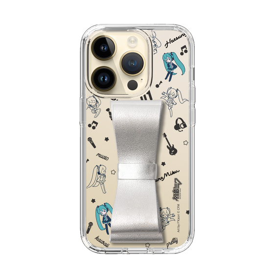 Slim Protection Case - STAND & RING RIBBON Silver［ HATSUNE MIKU - Ribbon - Instrumental - Monochrome ］