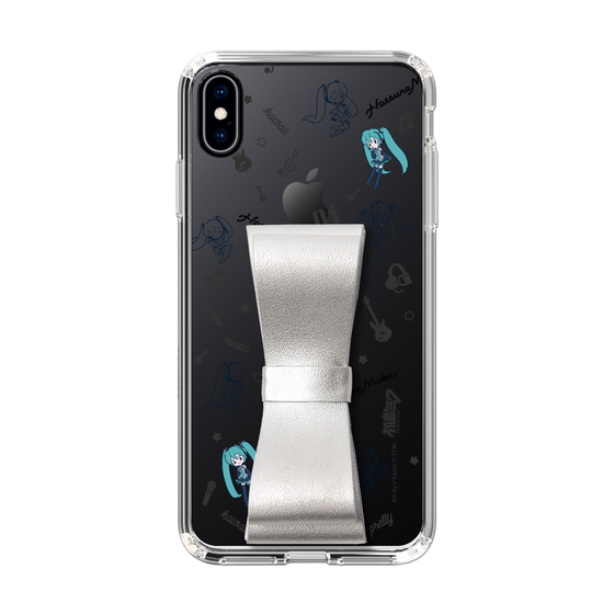 Slim Protection Case - STAND & RING RIBBON Silver［ HATSUNE MIKU - Ribbon - Instrumental - Monochrome ］