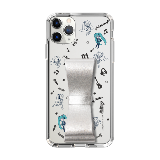 Slim Protection Case - STAND & RING RIBBON Silver［ HATSUNE MIKU - Ribbon - Instrumental - Monochrome ］