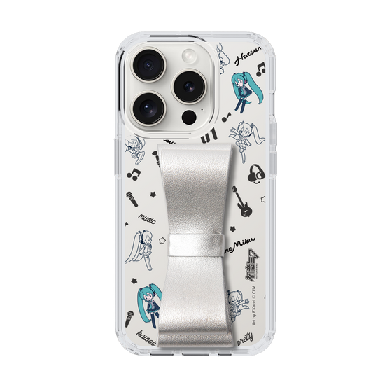 Slim Protection Case - STAND & RING RIBBON Silver［ HATSUNE MIKU - Ribbon - Instrumental - Monochrome ］