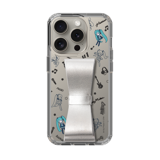 Slim Protection Case - STAND & RING RIBBON Silver［ HATSUNE MIKU - Ribbon - Instrumental - Monochrome ］