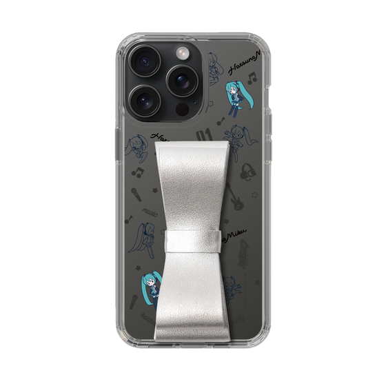 Slim Protection Case - STAND & RING RIBBON Silver［ HATSUNE MIKU - Ribbon - Instrumental - Monochrome ］